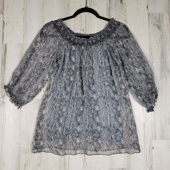 Bailey 44 Sheer Lined Off-The-Shoulder Silk Snake Print Top Women's Size Small - Picture 1 of 9